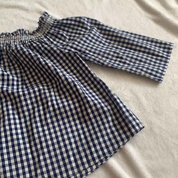 Madewell size XS gingham navy blue and white 3/4 sleeve blouse boho cute in EUC - Picture 4 of 8